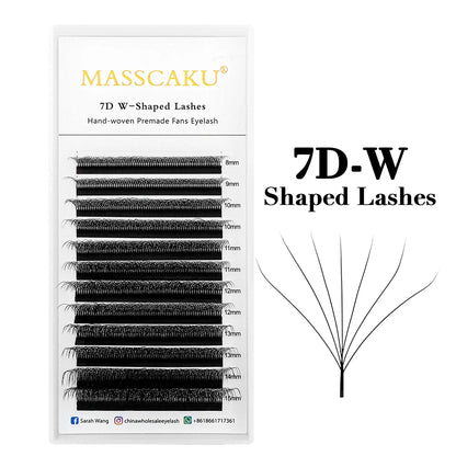 MASSCAKU W-Shaped Eyelash Extensions – 3D to 10D Natural Soft Lightweight Fans