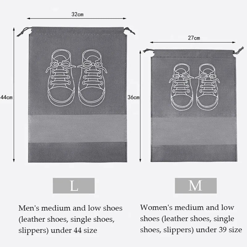 10-Pack Shoe Storage Organizer Bags: Non-Woven Travel Portable Closet Bag with Waterproof Pockets - Transparent Hanging Bag for Clothing