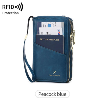 New Travel Passport Wallet – Fashionable Multi-Functional Double Zipper PU Leather Passport Cover with Clip