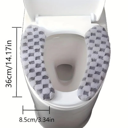 Thick Warm Toilet Seat Cushion Cover – Adhesive, Washable & Reusable Bathroom Mat for Winter Comfort