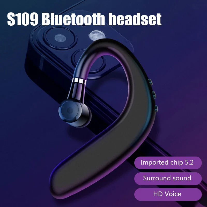 S109 Single-Ear Wireless Bluetooth Headset – HIFI Noise Cancelling Headphones for Business, Driving & Sports