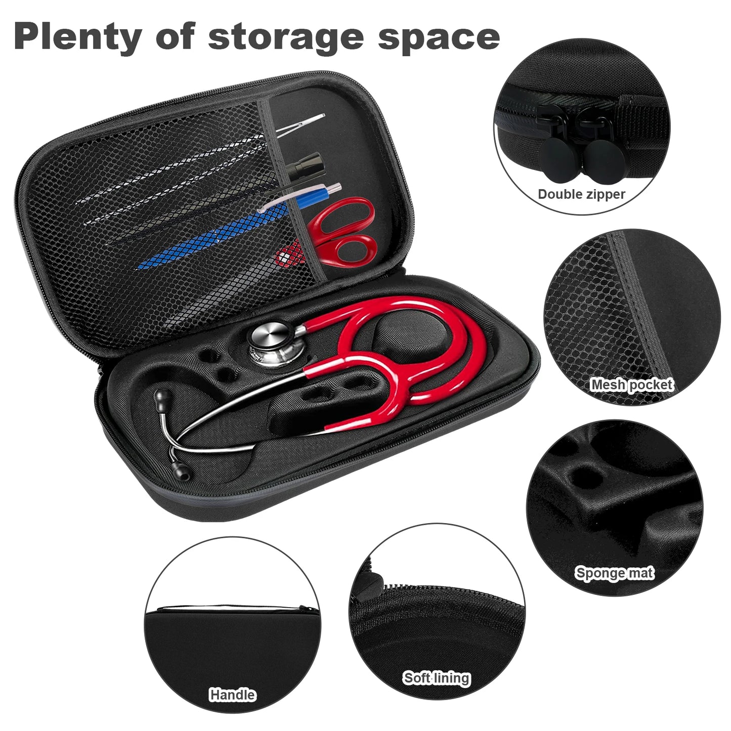Shockproof Stethoscope Case – Portable Lightweight Medical Storage & Travel Carrying Bag Organizer