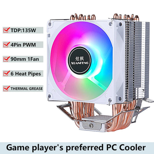 CPU Cooling Fan with Air-Cooled Radiator – Compatible with LGA2011, 115x, 1200, 1700 & AMD