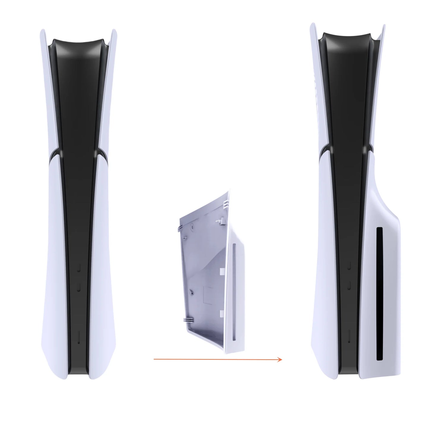 Premium White ABS Side Disc Plate – Replacement Faceplate Hard Shell Case for PS5 Slim Disc Edition