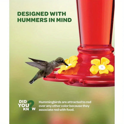 Suspended Hummingbird Feeder – 13.5oz Bird Feeder with Hook and 5 Nectar Feeding Ports
