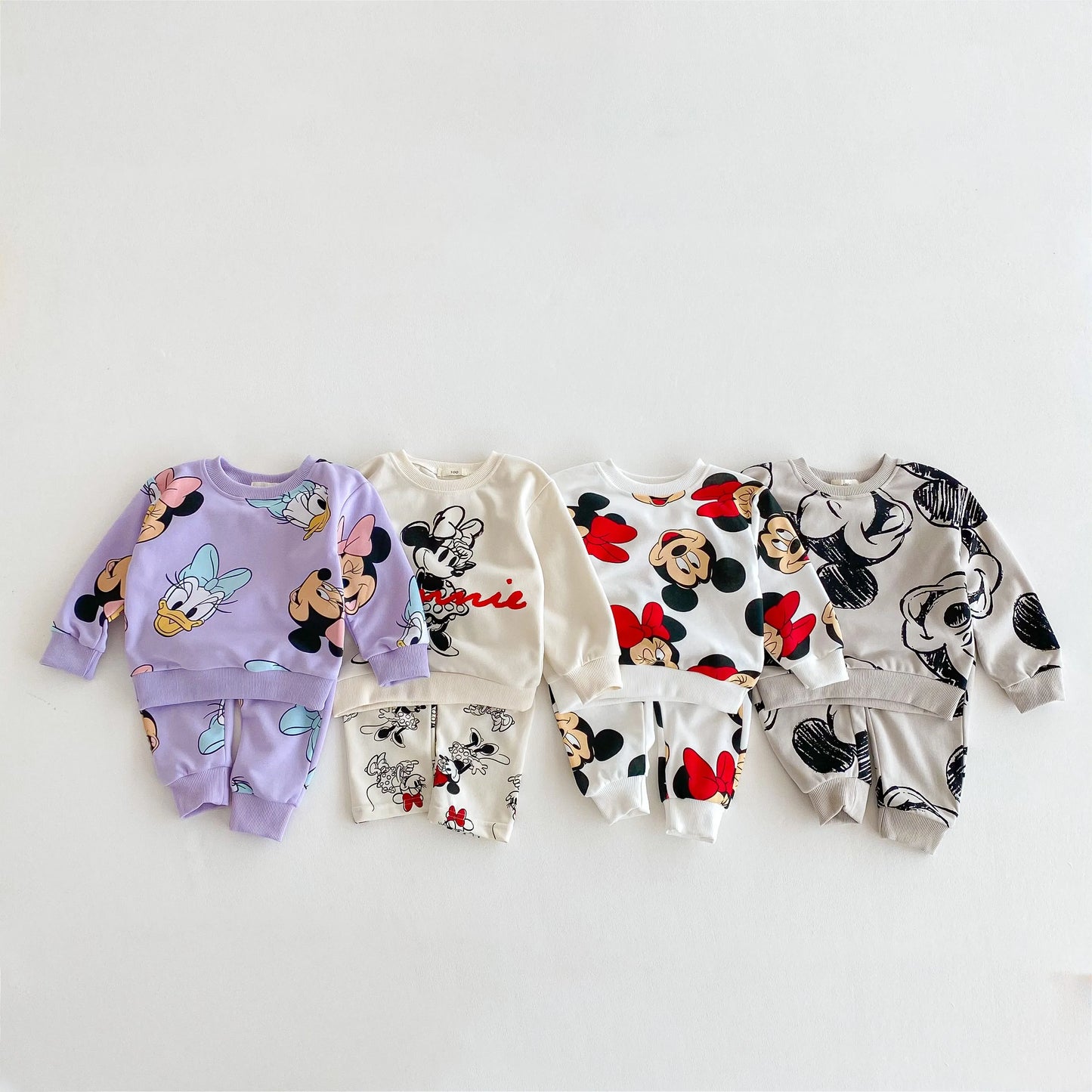 Disney Cartoon Sweatshirt Set – Autumn Long Sleeve Tops & Pants for Kids, Casual Outfit