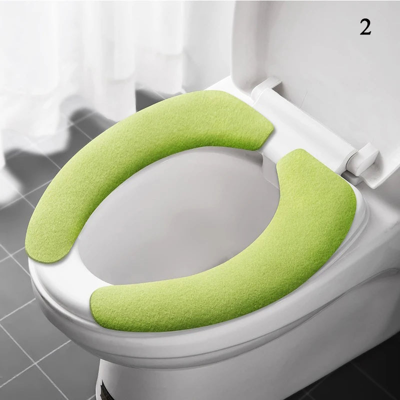 2-Pack Reusable Flannel Toilet Seat Cover Pads – Washable Warm Bathroom Seat Cushion Set