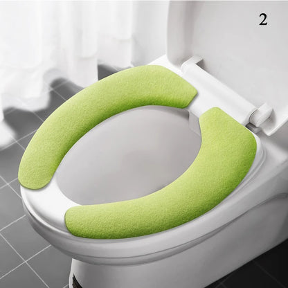 2-Pack Reusable Flannel Toilet Seat Cover Pads – Washable Warm Bathroom Seat Cushion Set