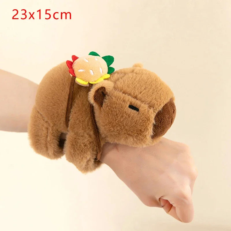 Lovely Capybara Plush Slap Snap Wristband Bracelet – Kawaii Animal Hand Ring Toy for Kids