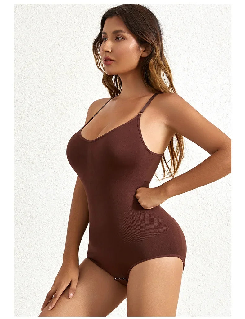 Women's Solid Seamless Shapewear Bodysuit - Tummy Control, Butt Lifting Slimming Body Shaper Underwear