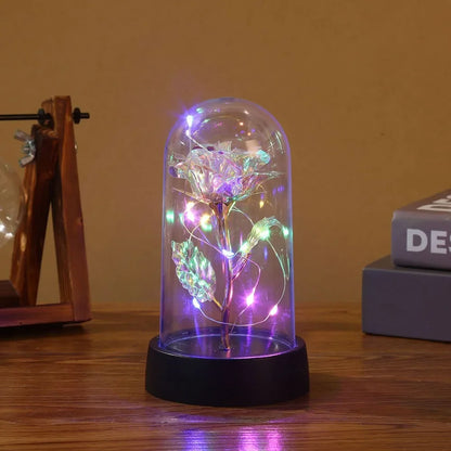 Valentine's Day Eternal Rose LED Light – Foil Flower in Glass Cover, Romantic Gift for Girlfriend, Mother's Day & Wedding Bridesmaid Favor
