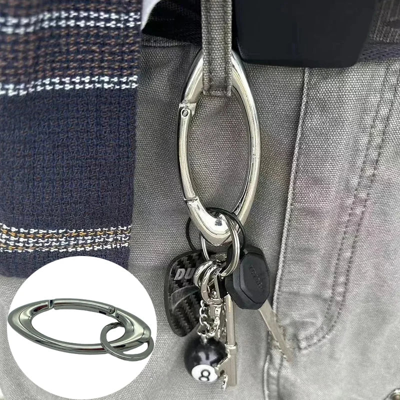 Zinc Alloy Mountaineering Carabiner Keychain – Multifunctional Belt Buckle Blackout