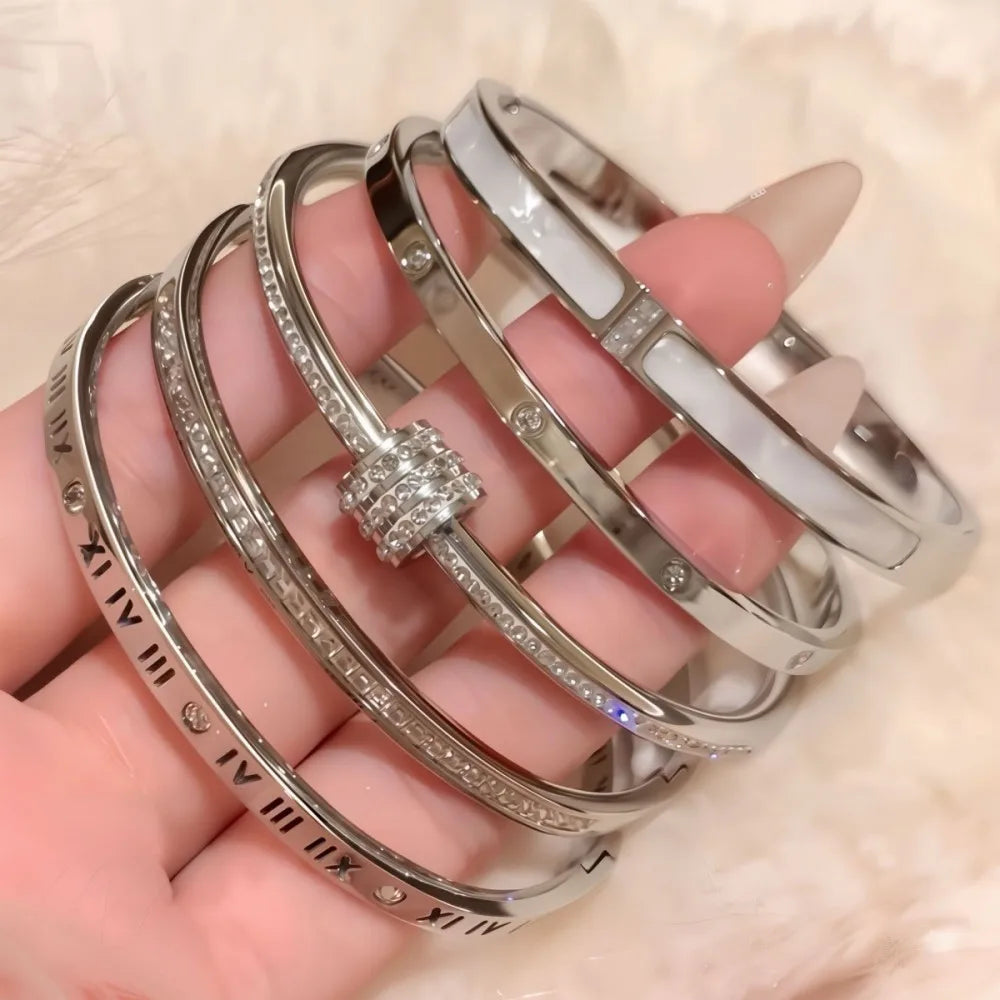 Classic Multi-Style Stainless Steel Bracelet Set for Women – Stackable Fashion Jewelry for Daily Wear