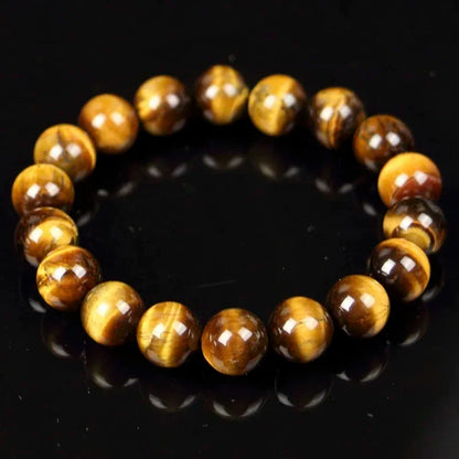 Fashion Tiger Eye Bracelet for Men and Women - Natural Stone Jewelry with Healing Buddha, Elastic Rope Crystal Bead Bracelet for Couples