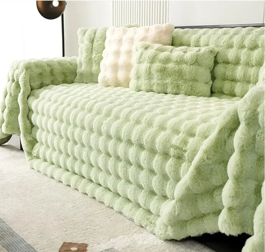 Luxury Rabbit Plush Throw Blanket - Super Soft Thick Fluffy Velvet Sofa Cover for Winter