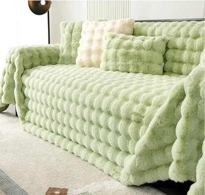 Luxury Rabbit Plush Throw Blanket - Super Soft Thick Fluffy Velvet Sofa Cover for Winter