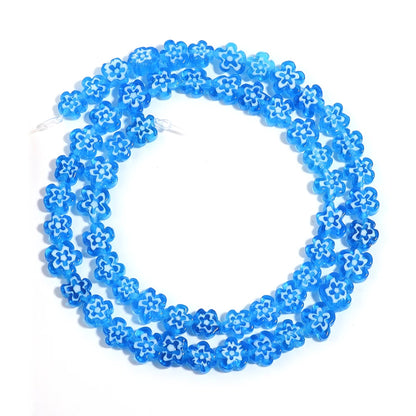 Colorful Lampwork Flower Beads - Thousand Flower Flat Plum Blossom Loose Beads for DIY Bracelet & Jewelry Crafts