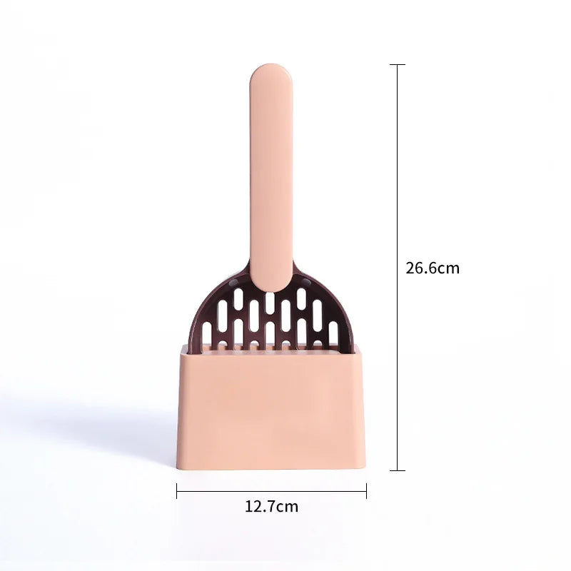 Plastic Cat Litter Scoop with Base | Self-Cleaning Shovel for Cat Litter Box | Kitten Toilet Clean Tools & Supplies