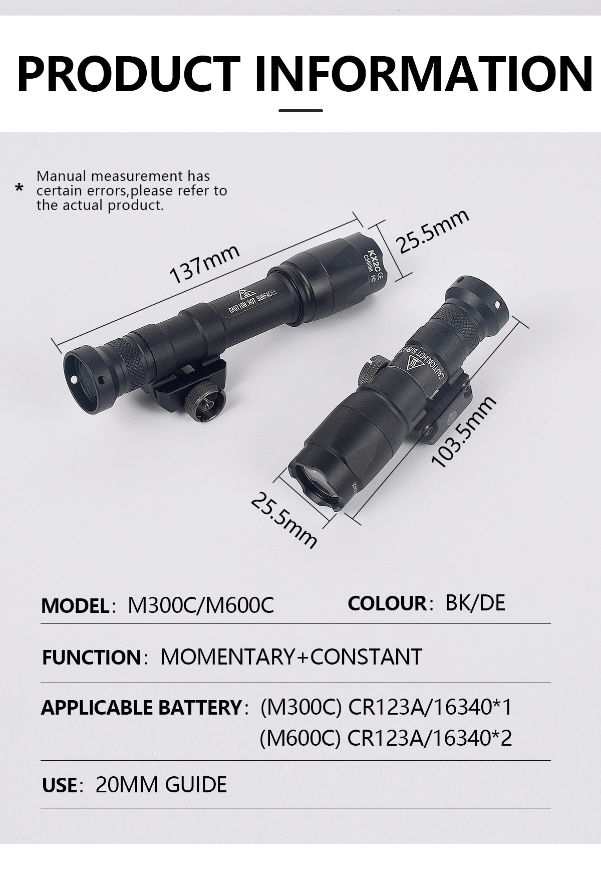 SureFire M600C/M600/M300/X300 Tactical Scout Light — Rifle Flashlight with Momentary Pressure Switch, US Warehouse