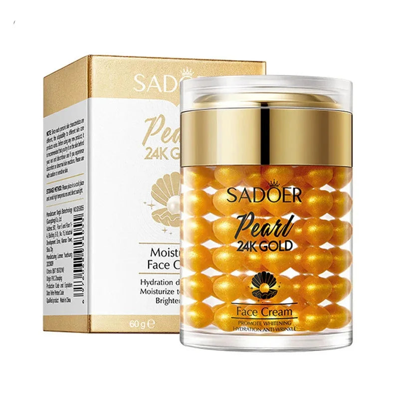 SADOER 24K Gold Pearl Collagen Face Cream - Hydrating, Moisturizing & Firming Facial Skincare for Radiant-Looking Skin