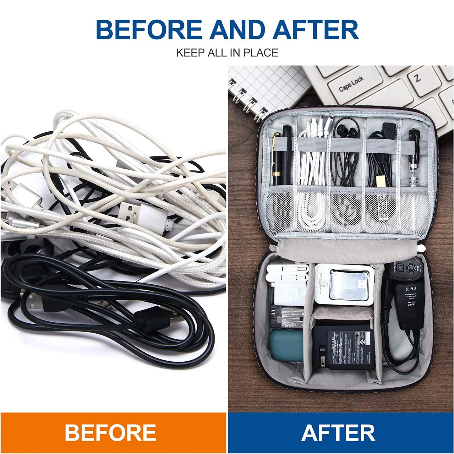 Portable Digital Storage Bag – Waterproof USB Cable Organizer Pouch for Electronics & Accessories