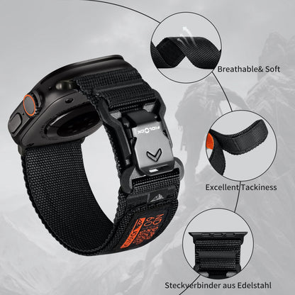 Magnetic Fidlock V-Shaped Buckle Sports Strap — Soft Wide Nylon Band Compatible with All Apple Watch Series