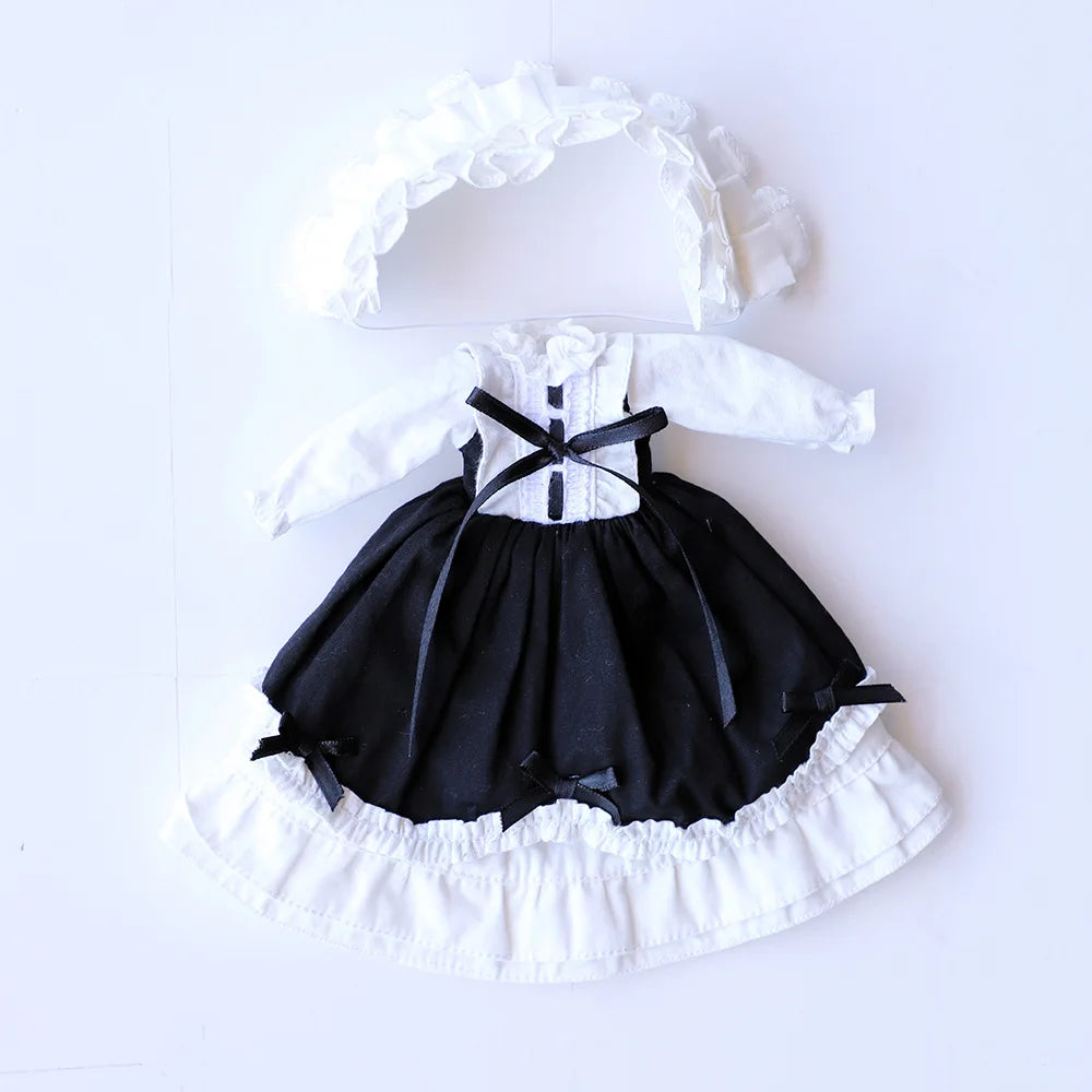 Blythe Doll Clothes – Wine Red & White Princess Dress with Lace for YMY, Licca, Azone OB24/OB27 Dolls