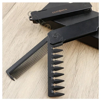 2-in-1 Pocket Folding Comb – Wide Tooth & Beard Comb for Hair Styling and Barber Use