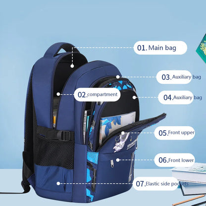 Waterproof Lightweight Backpack for Kids - Boys and Girls Schoolbag for Elementary and Middle School