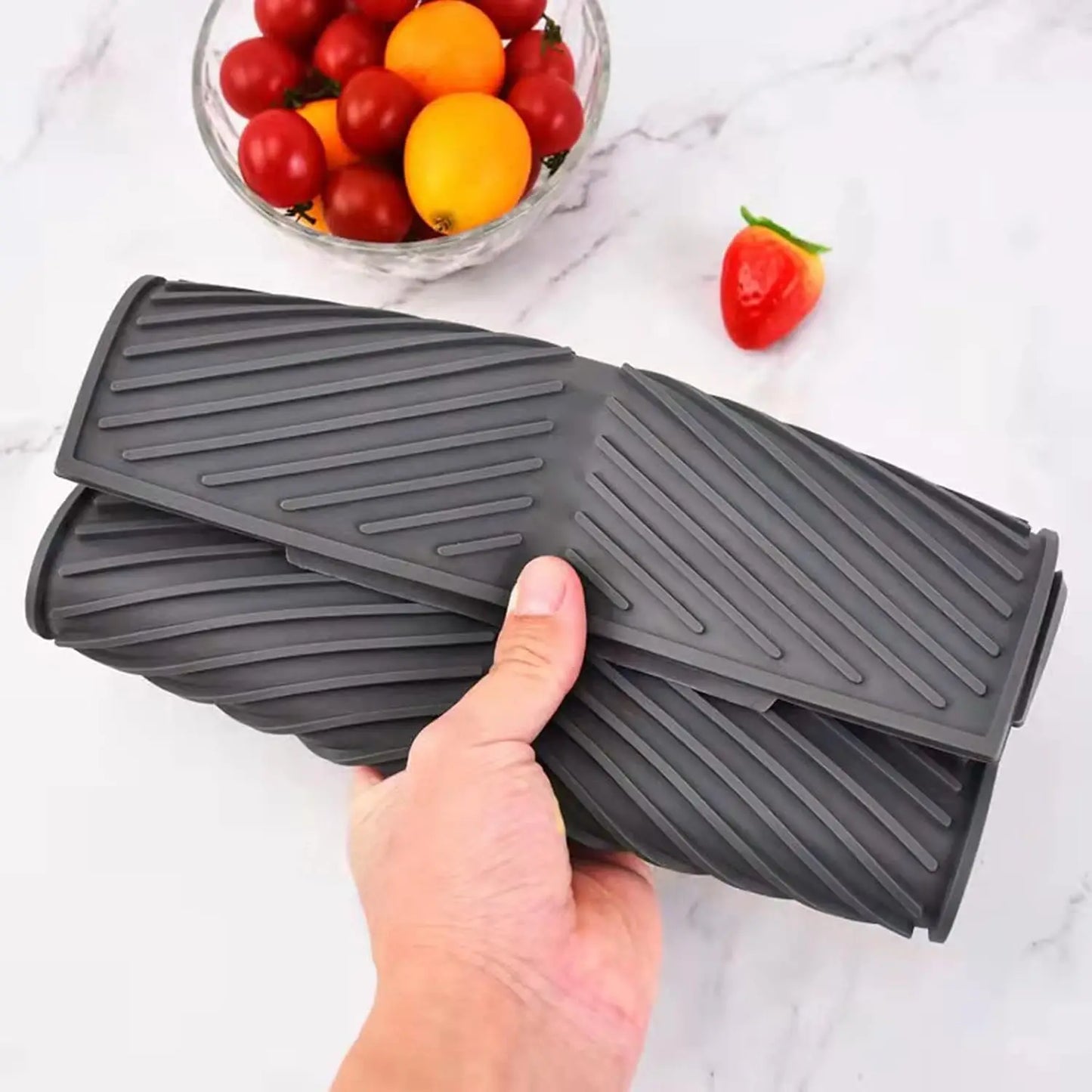 Silicone Dish Drying Mat for Kitchen Counter | Large Non-Slip, Heat Resistant, Easy Clean Foldable Pad