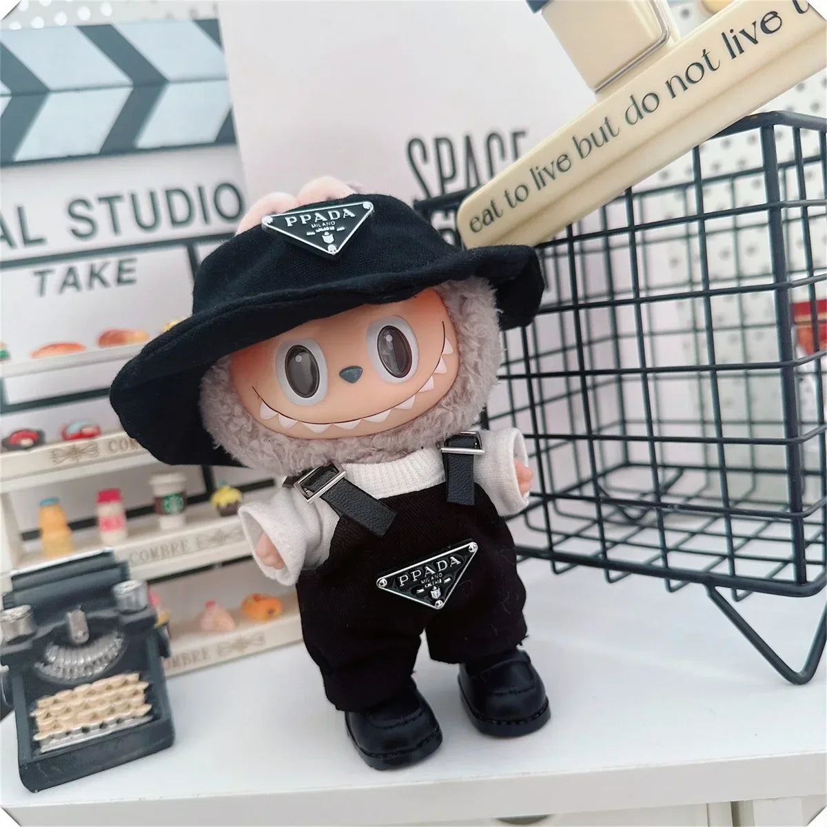 17cm Labubu Mini Doll Outfit Set - Hat, Clothes & Shoes for Labubu II Sitting Party Game Accessories