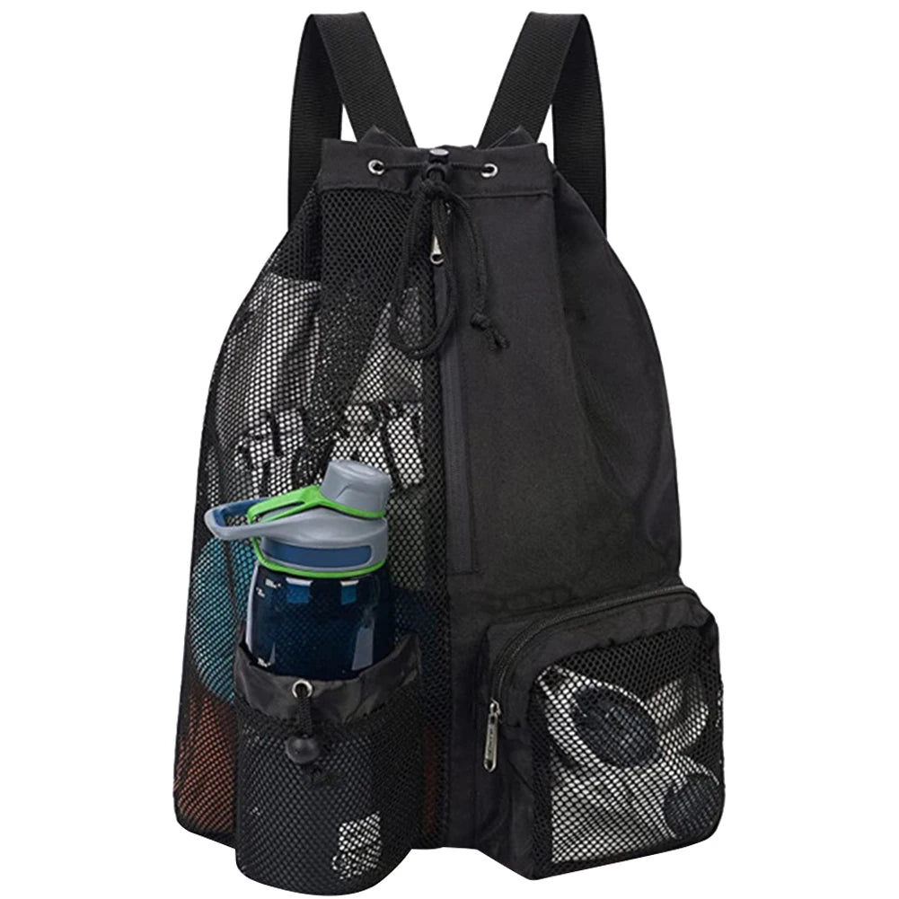 Swim Bag Mesh Drawstring Backpack - Multipurpose Lightweight Beach Bag with Wet Pocket for Swimming, Gym, and Workout Gear
