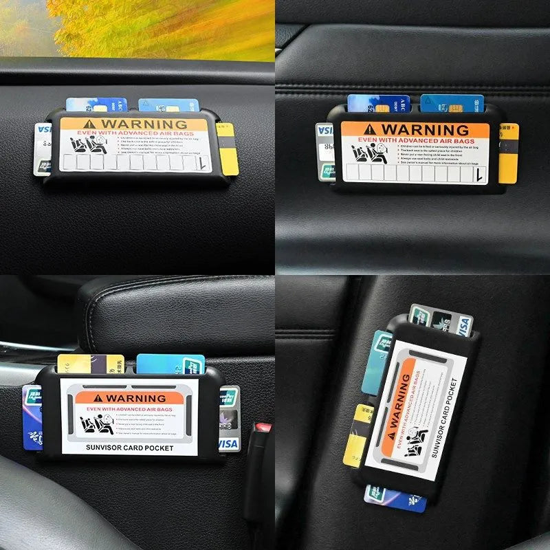 Car Sun Visor Organizer with Temporary Parking Card Holder - Dashboard Mount for Auto Interior Storage, 1Pc