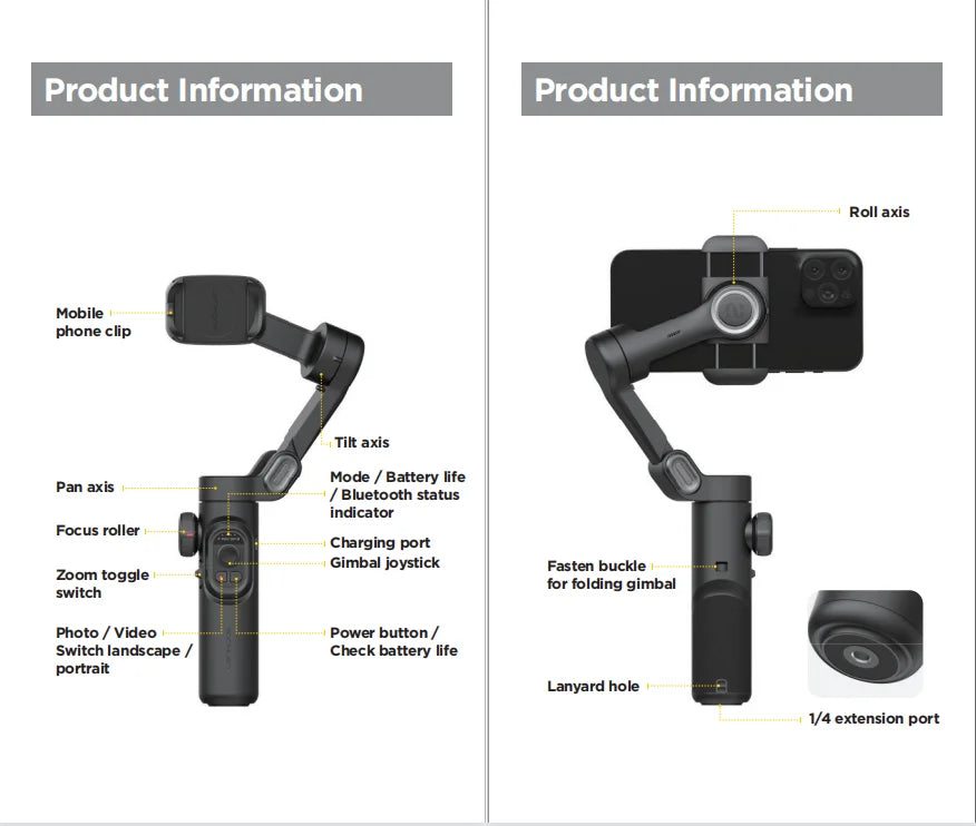 AOCHUAN 3-Axis Handheld Gimbal Stabilizer – SmartXE for iPhone & Android, AI Face Tracking for TikTok & Vlog Videos