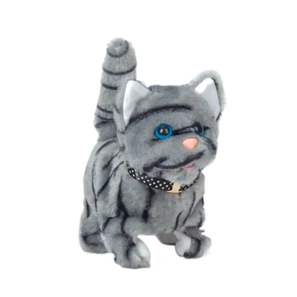 Electronic Voice Control Robot Cat Toy - Walking Plush Meowing Simulation for Kids