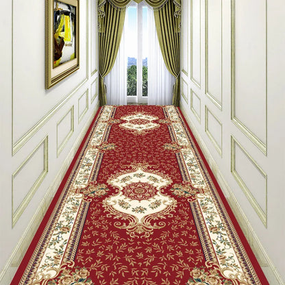 Luxury Classical Corridor Rug — Crystal Velvet Soundproof Washable Carpet for Villa & Hotel Hallway