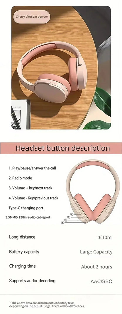 New Wireless Bluetooth Over-Ear Headphones – HiFi Stereo Headset with Mic, TF/AUX Music Player & Sports Earphones