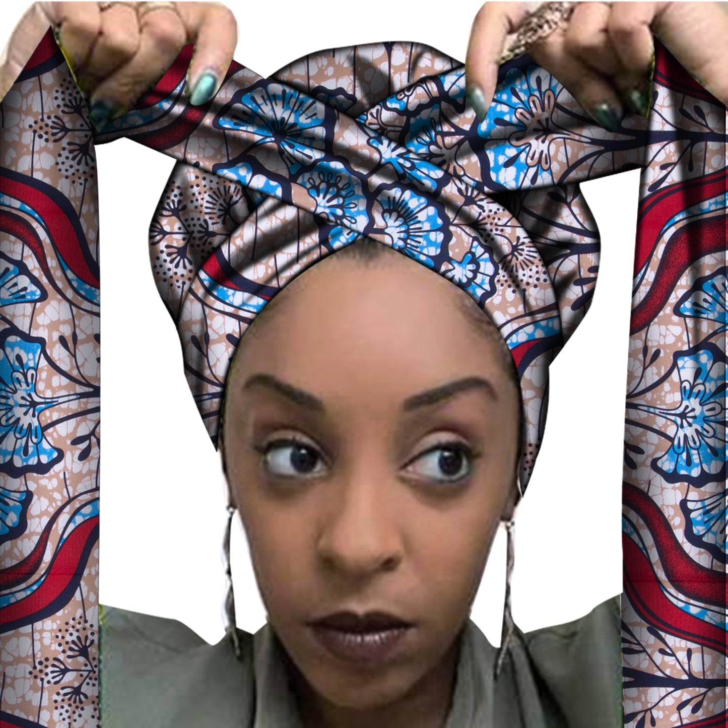 African Print Bonnet with Long Ribbon - Large Size Ankara Hair Wrap Cap for Women, Single Layer Head Cover