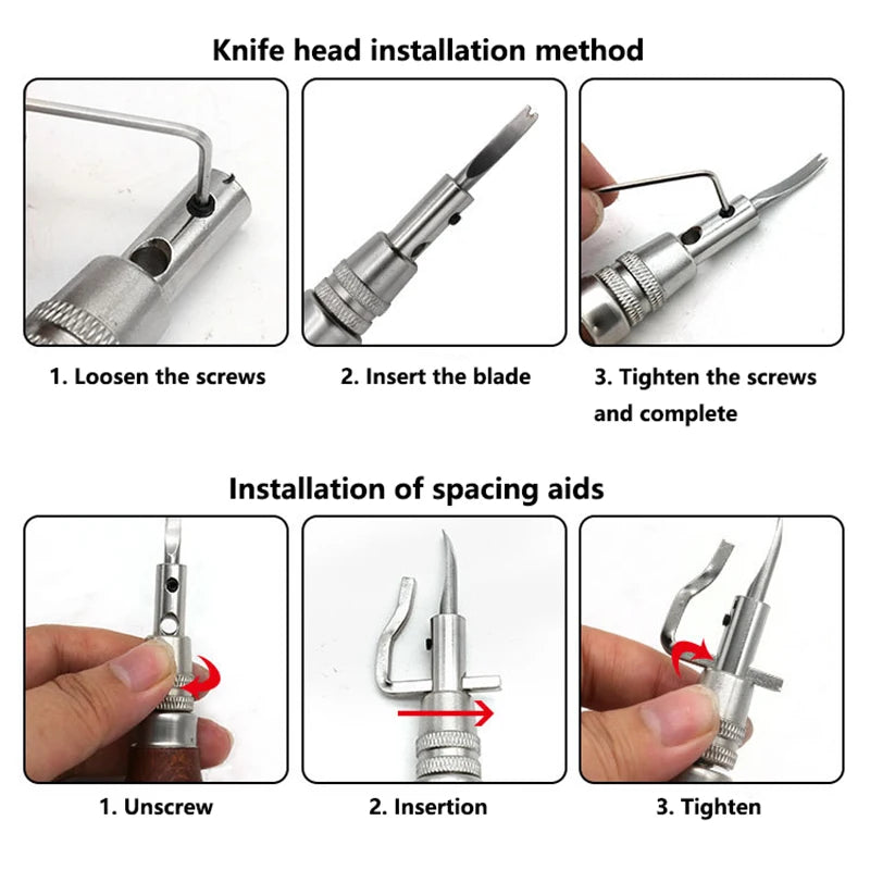 7-in-1 Professional Leather Craft Tool – Adjustable Stitching, Slotting & Creasing Trimmer for DIY Handmade Leatherwork