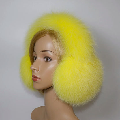 Real Fox & Raccoon Fur Earmuffs – Warm Winter Ear Warmer for Women and Girls, Plush Genuine Fur Accessory