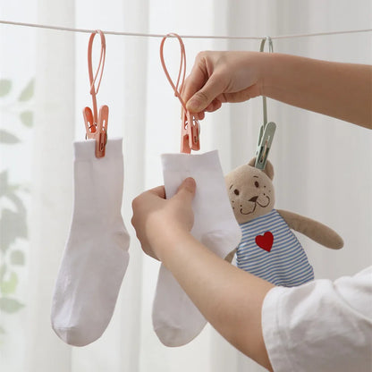 Travel Clothesline Hook Clips - 12-Piece Strong Windproof Hangers for Clothes & Socks