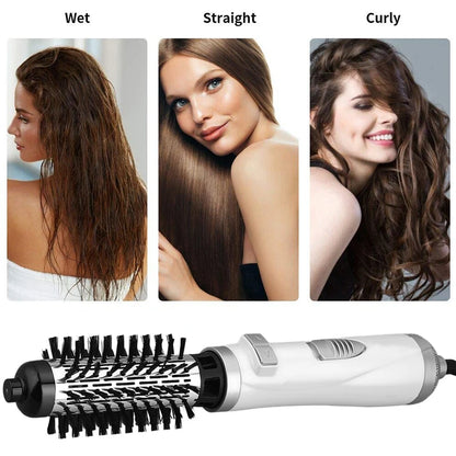 Automatic Rotating Hot Air Brush 2-in-1 – 360° Curling Iron & Hair Dryer Comb for Salon-Style Styling