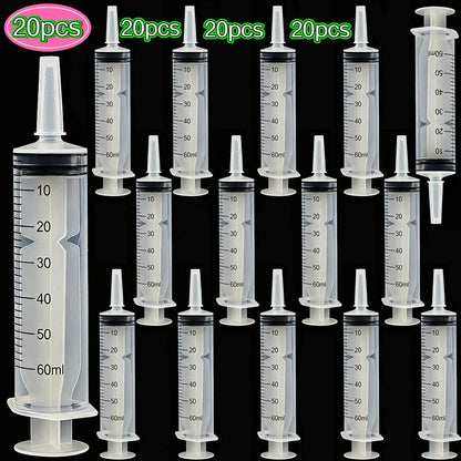 60ml Plastic Measuring Syringe - Pet Feeding, Liquid Dispensing, Laboratory, and Plant Watering Tool with Lid