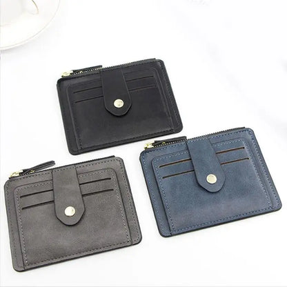 Luxury Slim Leather Wallet for Men — Small Credit & ID Card Holder with Coin Pocket, Designer Purse for Men & Women