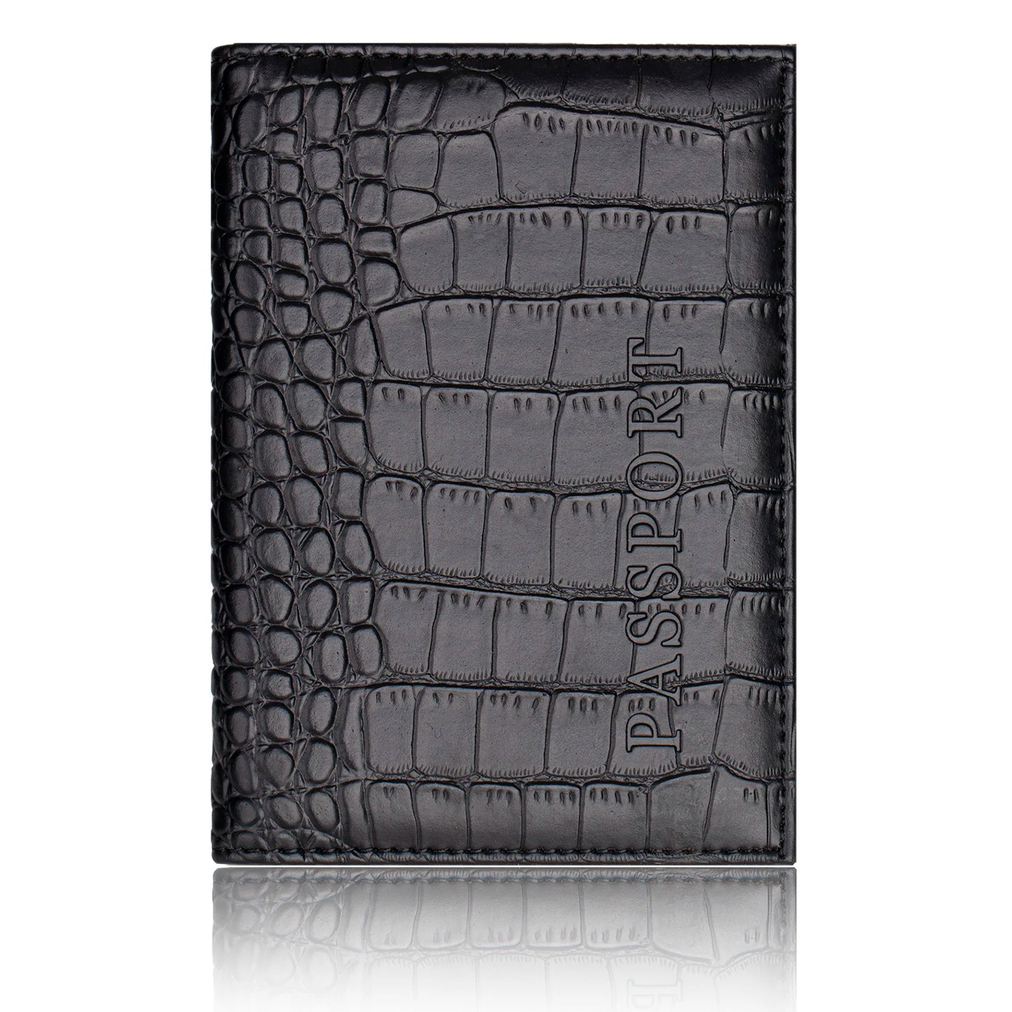 Crocodile PU Leather Passport Holder – Slim Minimalist Travel Wallet for Men & Women