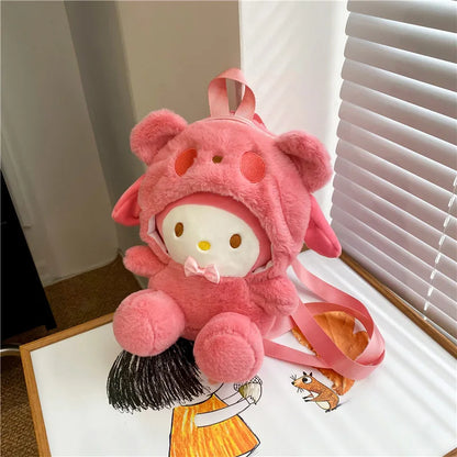 Kawaii Sanrio Kuromi Plush Backpack – Lolita Style Stuffed Animal Doll, My Melody Tote Bag for Women & Girls, Christmas Gift