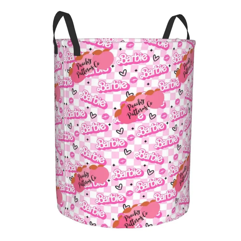 Custom Barbie Logo Laundry Basket – Collapsible Large Capacity Clothes Storage Bin, Disney Baby Hamper