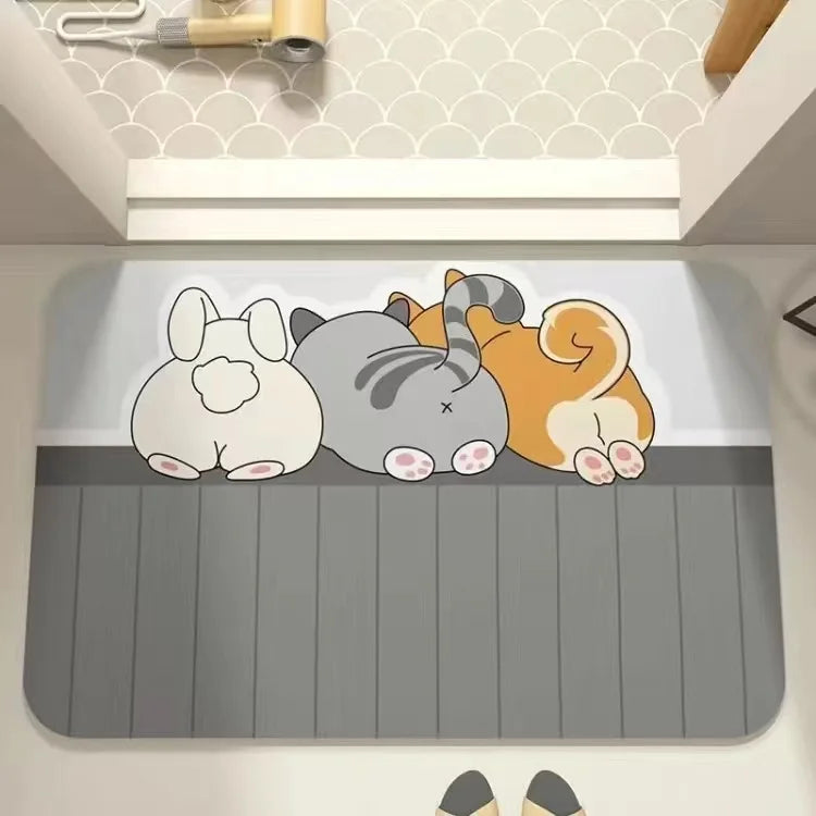 Cartoon Diatomaceous Mud Bathroom Mat – Soft, Absorbent Floor Rug for Toilet, Sink & Bedroom