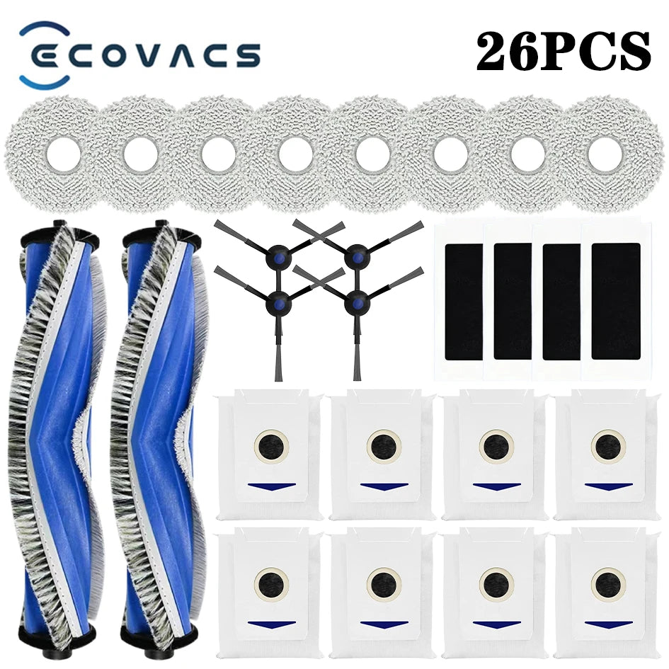 Ecovacs Deebot T30 Pro Omni / YEEDI M12 Pro+ Parts – Roller Brush, Side Brush, HEPA Filter, Dust Bag, Mop Cloth & Bracket