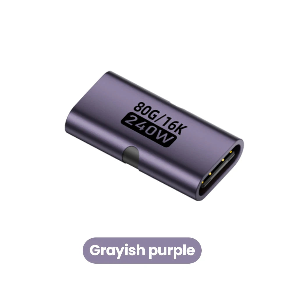 USB-C Female-to-Female Adapter – PD 3.1 240W Fast Charging, 80Gbps Data Transfer, 16K 60Hz Video Support Connector